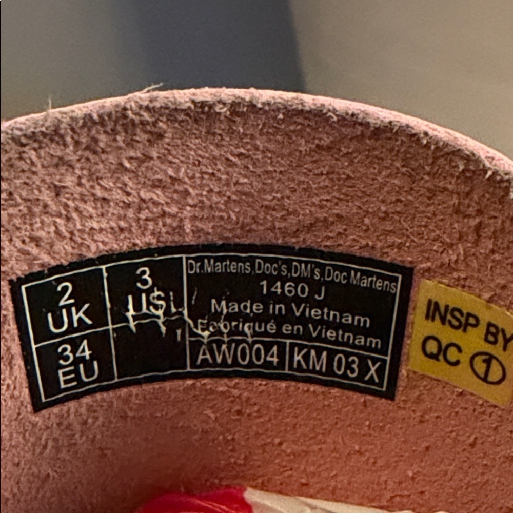 Dr. Martins Pink 1460 US 3 Pink Vegan Leather Tie/Zip-Up Boots - Picture 5 of 8